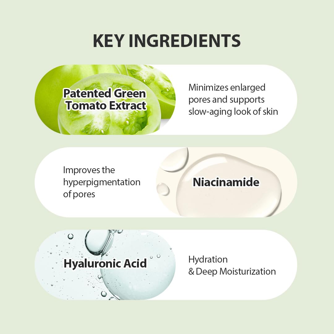 SUNGBOON EDITOR Green Tomato Pore Lifting Ampoule | Pore Minimizer Serum with Niacinamide & Green Tomato Extract | Hydrating & Firming Care