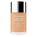 Neutrogena Healthy Skin Liquid Foundation Makeup Broad Spectrum SPF 20 Sunscreen, Medium Coverage, Vit B5, Antioxidants, All Day Wear, Creamy Beige