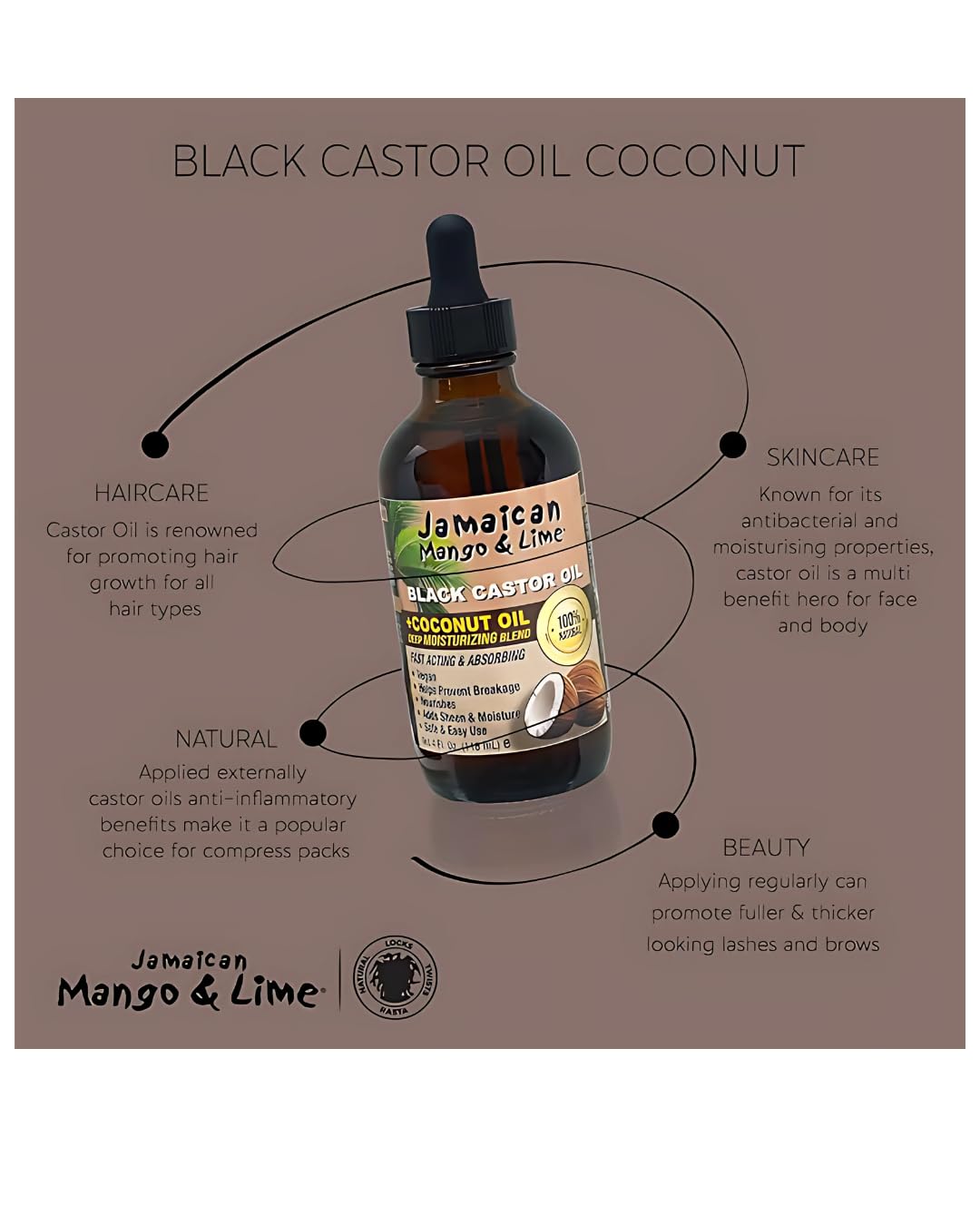 Jamaican Mango & Lime Black Castor Oil - Hair & Scalp Oil for Locs, Braids, Twists & Natural Hair - Strengthens, Moisturizes & Promotes Hair Growth