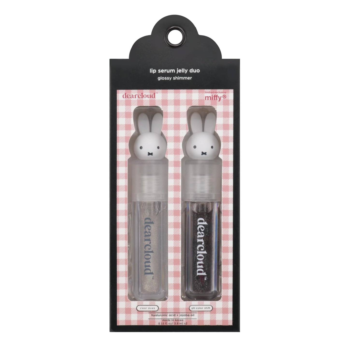 dearcloud Miffy Lip Serum Jelly Duo - Hydrating Lip Gloss for Women with Hyaluronic Acid, Rosehip & Jojoba Seed Oils- Korean Skin Care pH Color