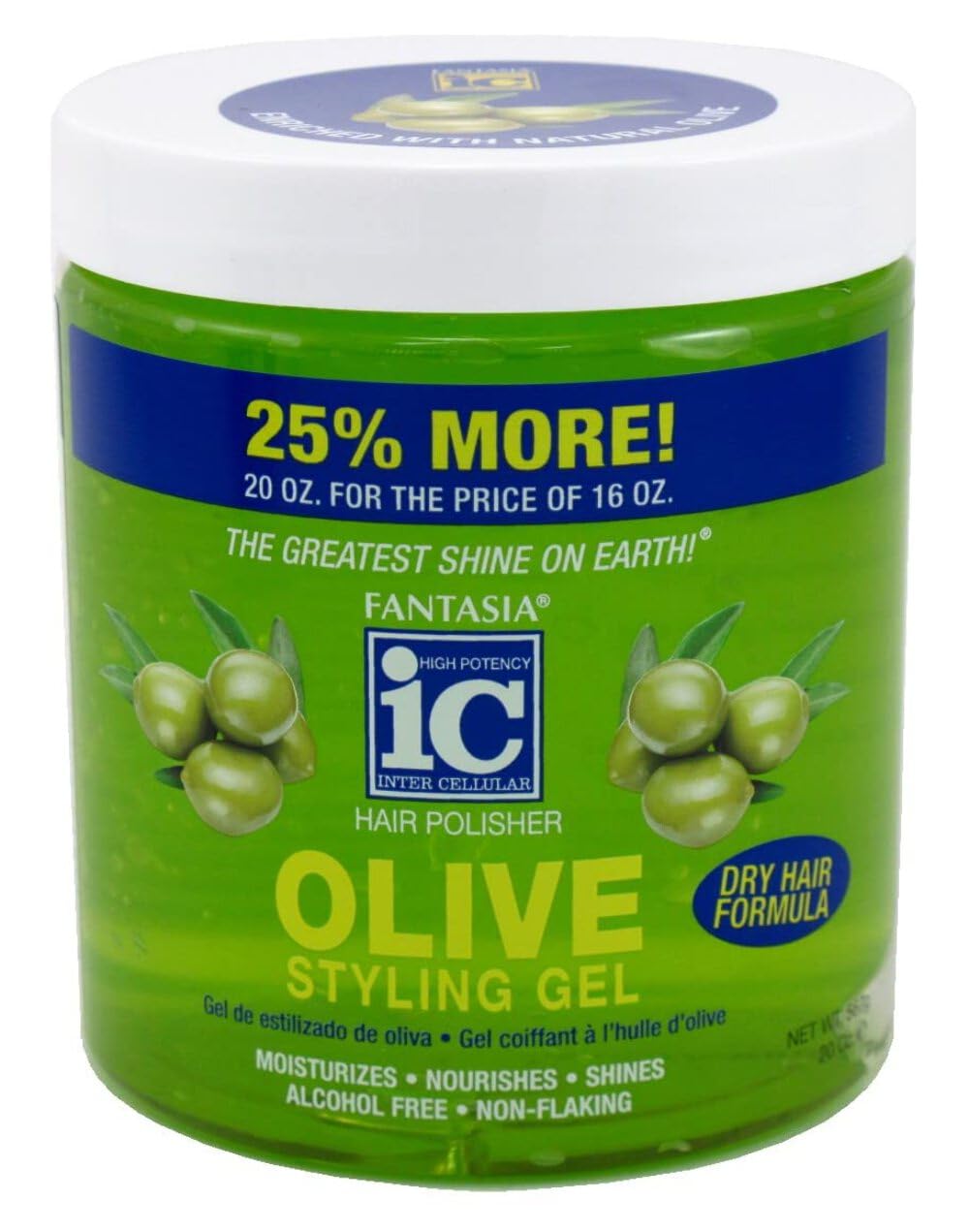Fantasia Gel Bonus Olive Oil Dry Hair Formula Styling Gel, 20 Ounce