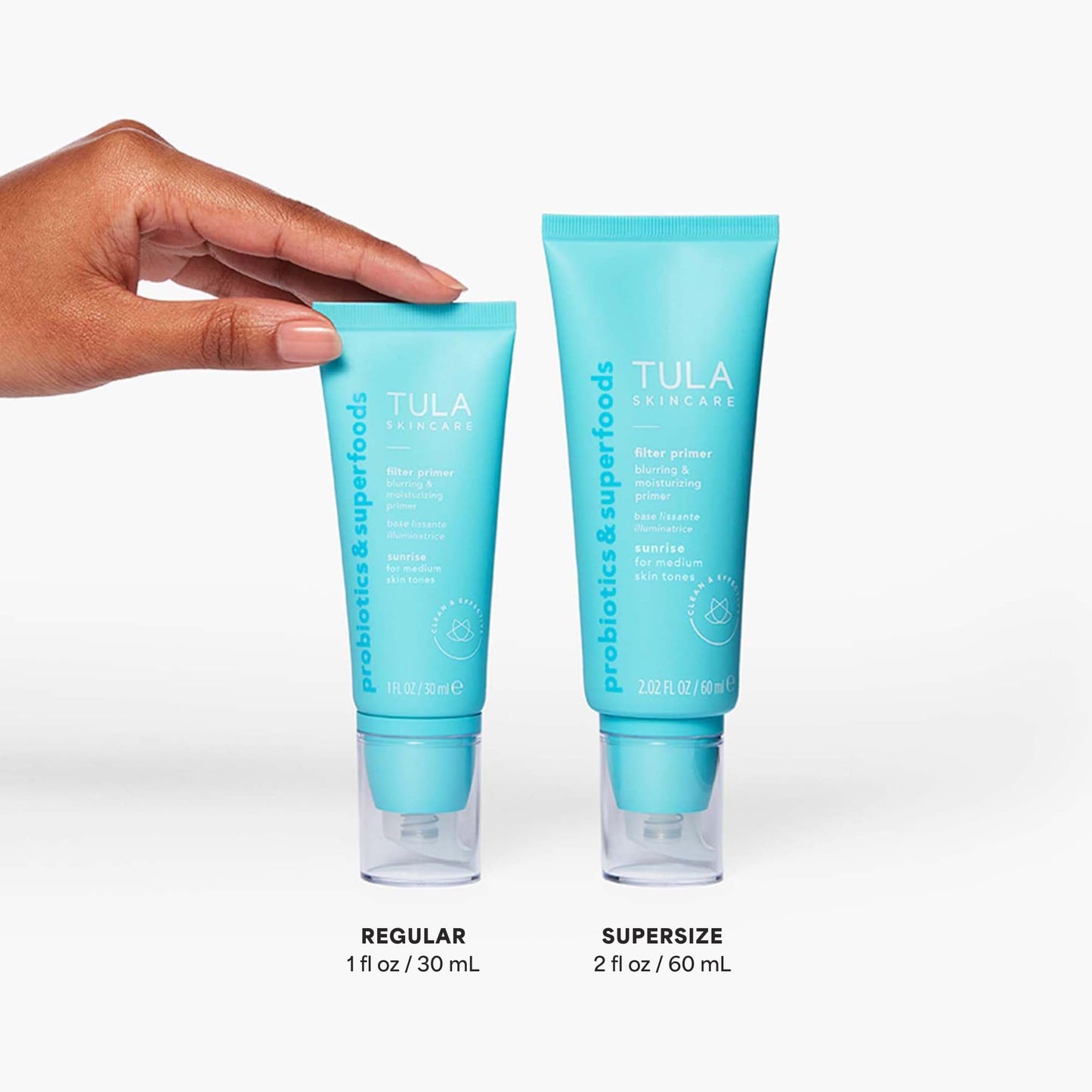 TULA Skin Care Face Filter Blurring and Moisturizing Primer - Supersize Sunrise, Evens the Appearance of Skin Tone & Redness, Hydrates & Improves