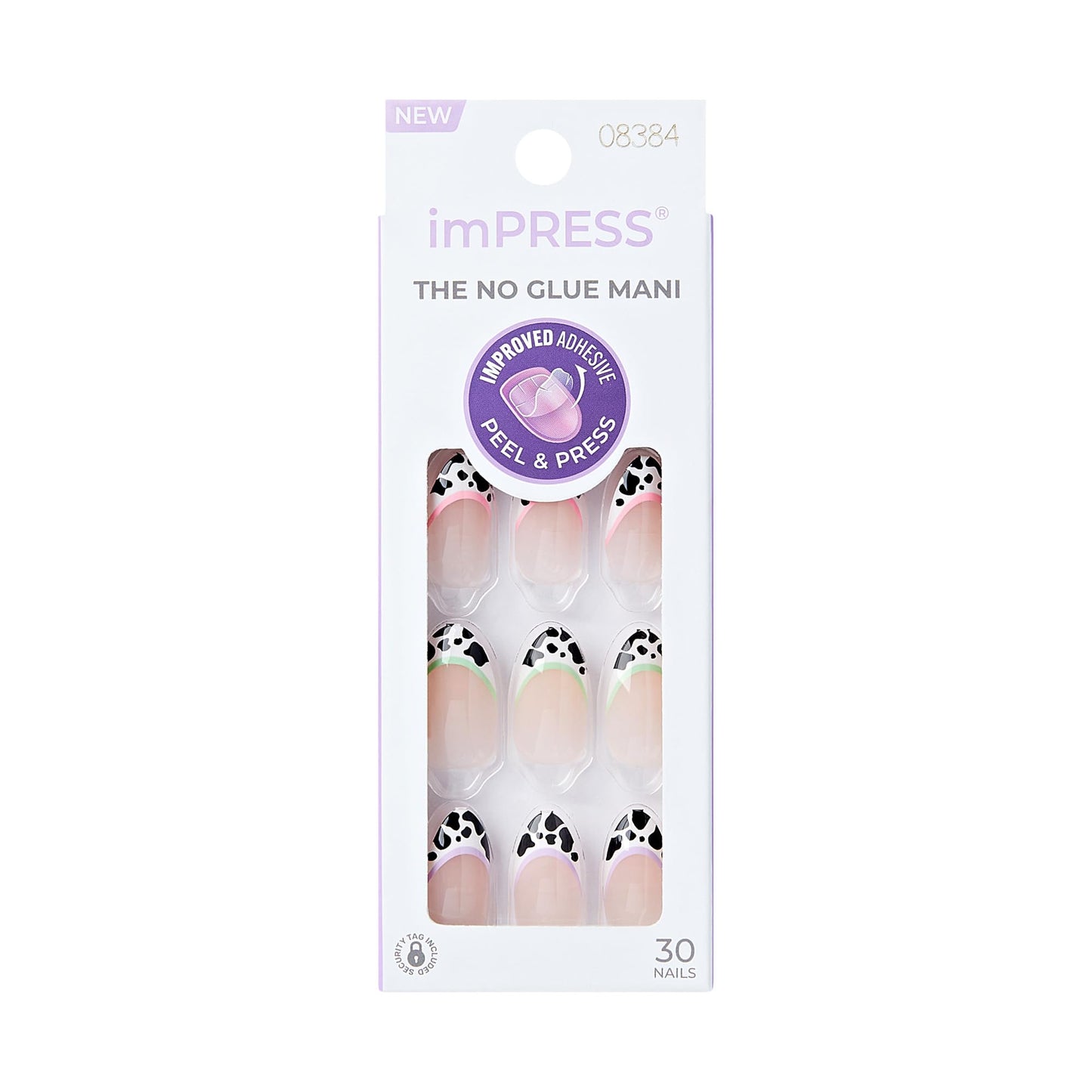 KISS Impress No Glue Mani 30 Pcs Press on Nails, Medium Squoval Design Nail, Black & White Dotted Zebra Animal Print, Simple Peel & Press Easy Apply Beauty & Personal Care KISS