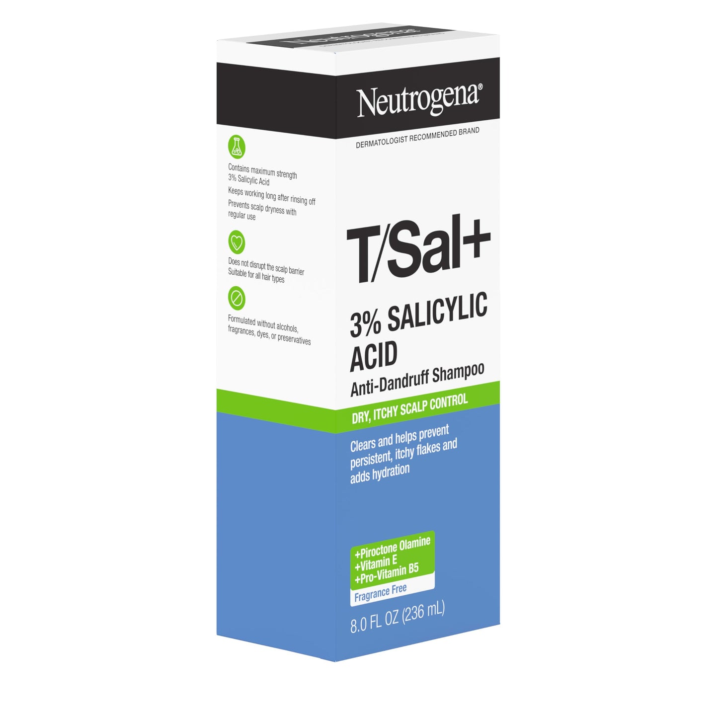 Neutrogena T/Sal+ Anti-Dandruff Shampoo with 3% Salicylic Acid, Clears Persistent Itchy Flakes and Adds Hydration to Scalp. With Piroctone Olamine