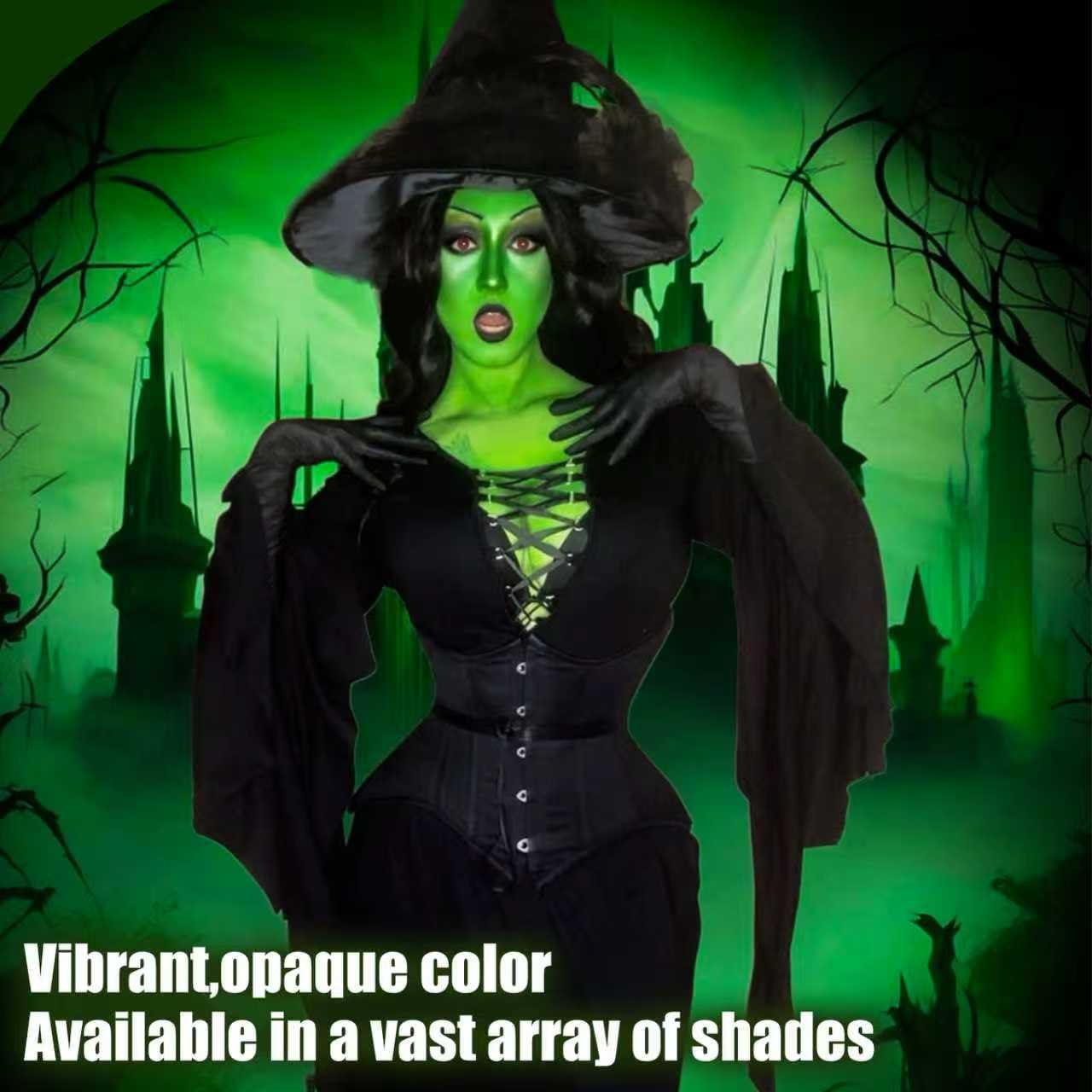 Halloween Witch Makeup Kit, SFX Character Set with Face Paint, Complete SFX Set for Halloween, with Scar Wax for Special Effects Costume Makeup