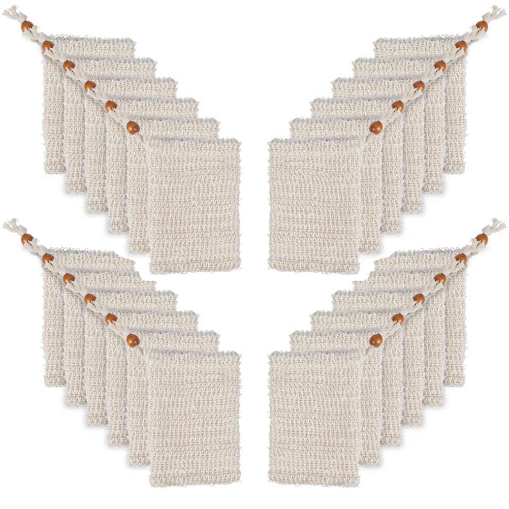 "N/A" OTYMIOW 30 Pack Soap Bags for Bars Soaps Exfoliating Natural Sisal Soap Bag Hand Made Soaps Bag Mesh with Drawstring for Bath & Shower Use