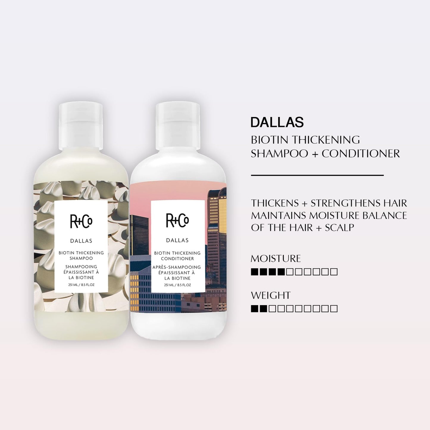 R+Co Dallas Biotin Thickening Shampoo and Conditioner Set- Volumizing Formula for Fine, Thin Hair - Adds Strength, Body & Fullness - Sulfate-Free