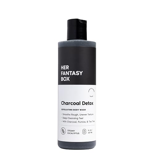 Her Fantasy Box | Charcoal Detox Exfoliating Body Wash - Activated Charcoal & Pumice Deep Cleanser with Tea Tree & Eucalyptus, Refreshing Exfoliation Beauty & Personal Care Her Fantasy Box