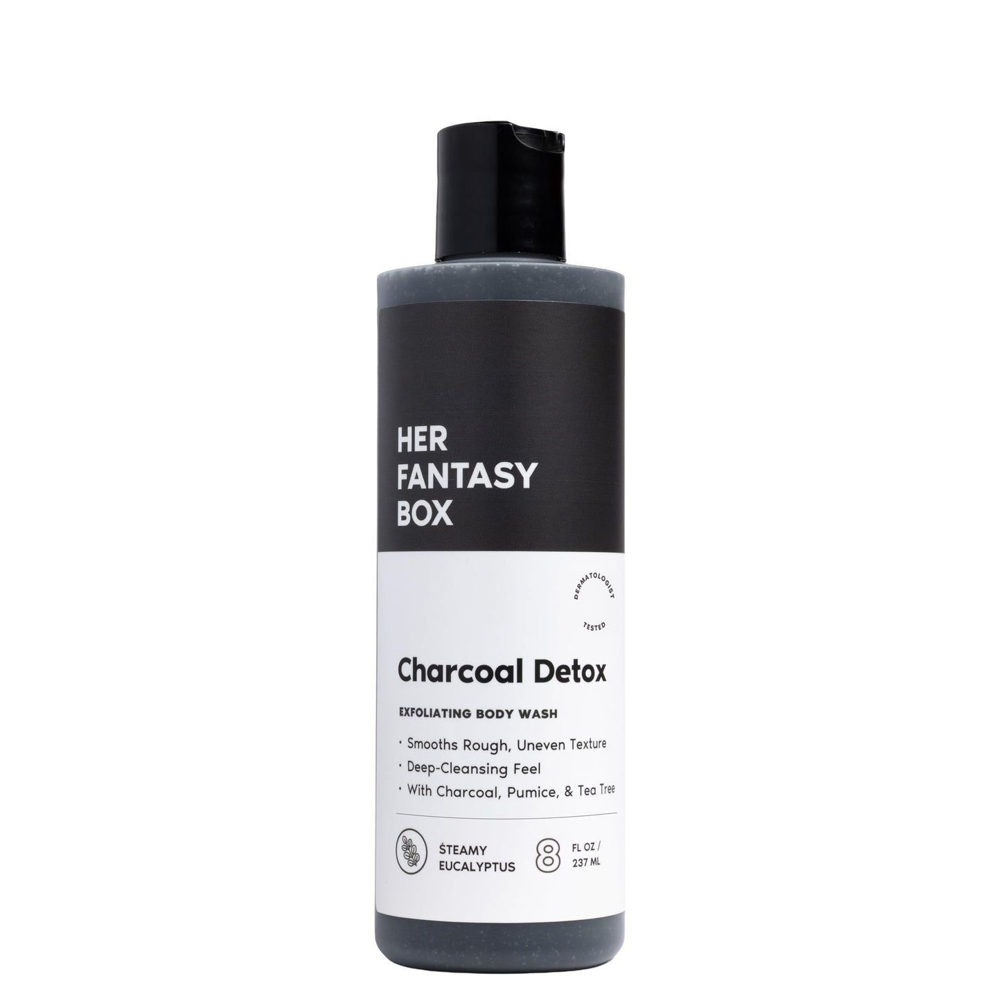 Her Fantasy Box | Charcoal Detox Exfoliating Body Wash - Activated Charcoal & Pumice Deep Cleanser with Tea Tree & Eucalyptus, Refreshing Exfoliation Beauty & Personal Care Her Fantasy Box