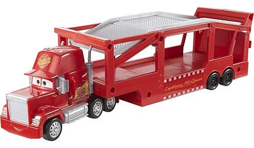 Mattel Disney and Pixar Cars Mack Hauler, 13-inch Toy Transporter Truck with Ramp & Carry Storage for 12 Vehicles, Gift for Kids Ages 4 Years Old & Up