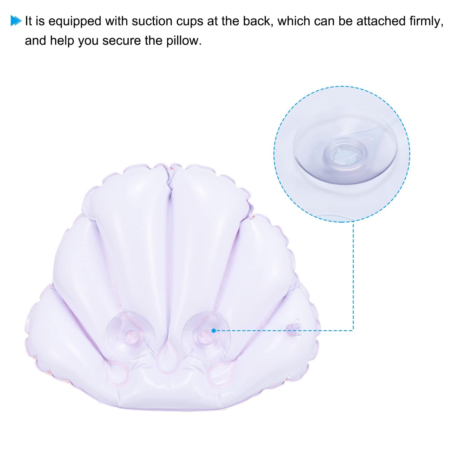 PATIKIL Inflatable Bath Pillow with Suction Cups, 2 Pack Terry Cloth Covered Shell Shape Bathtub Spa Pillow Neck Support for Bathtub Hot Tub, Pink Beauty and Personal Care PATIKIL