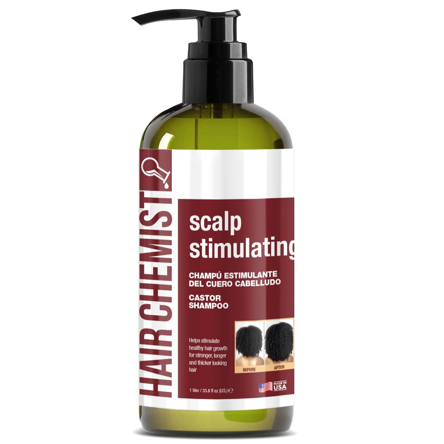 Hair Chemist Scalp Stimulating Castor Oil Shampoo 33.8 oz. & Conditioner 33.8 oz. Set - 2-PC Gift Box - Castor Oil Hair Shampoo and Castor Oil Hair