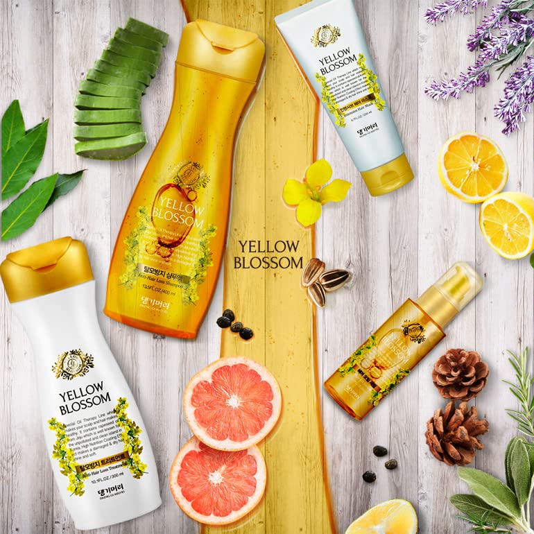Daeng Gi Meo Ri Yellow Blossom Care Shampoo, Treatment, Mask 3 Pieces Set - Reducing Hair Loss, Hair Shine, Scalp Nourishing and Moisturizing