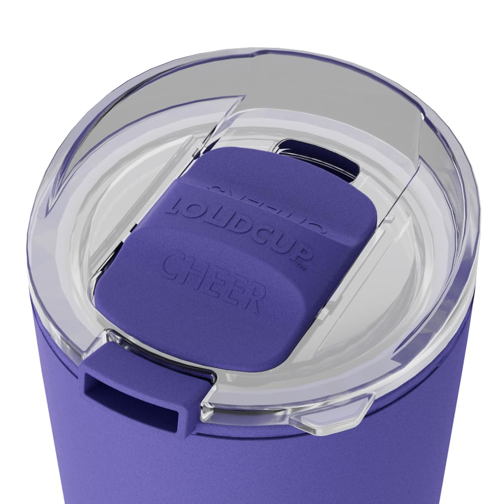 The LoudCup - 23oz Reusable Tumbler & Stadium Horn with Slide-Close Lid (Royal Purple) | Sports Fan Cup, Football & Soccer Match Day Noise Maker