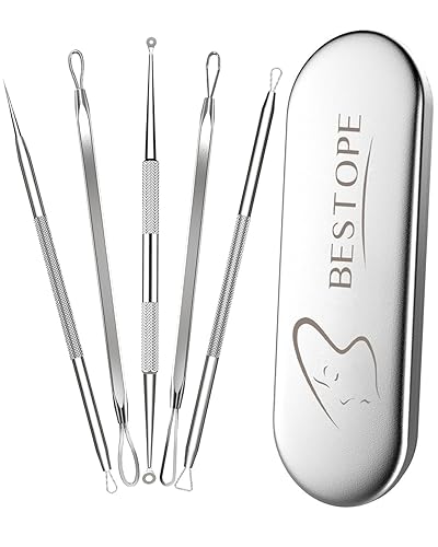 BESTOPE Blackhead Remover Blackhead Removal Pimple Comedone Extractor Tool - Treatment for Blemish Whitehead Popping Zit Removing with Metal Case