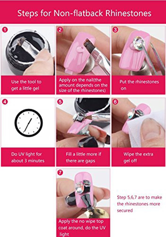 Minejin Nail Art Rhinestone Glue Gem Super Sticky Jewelry 8ml Gel Diamond Polish Decoration With Pen Tools UV Light Cured Needed 2Box Beauty & Personal Care Minejin
