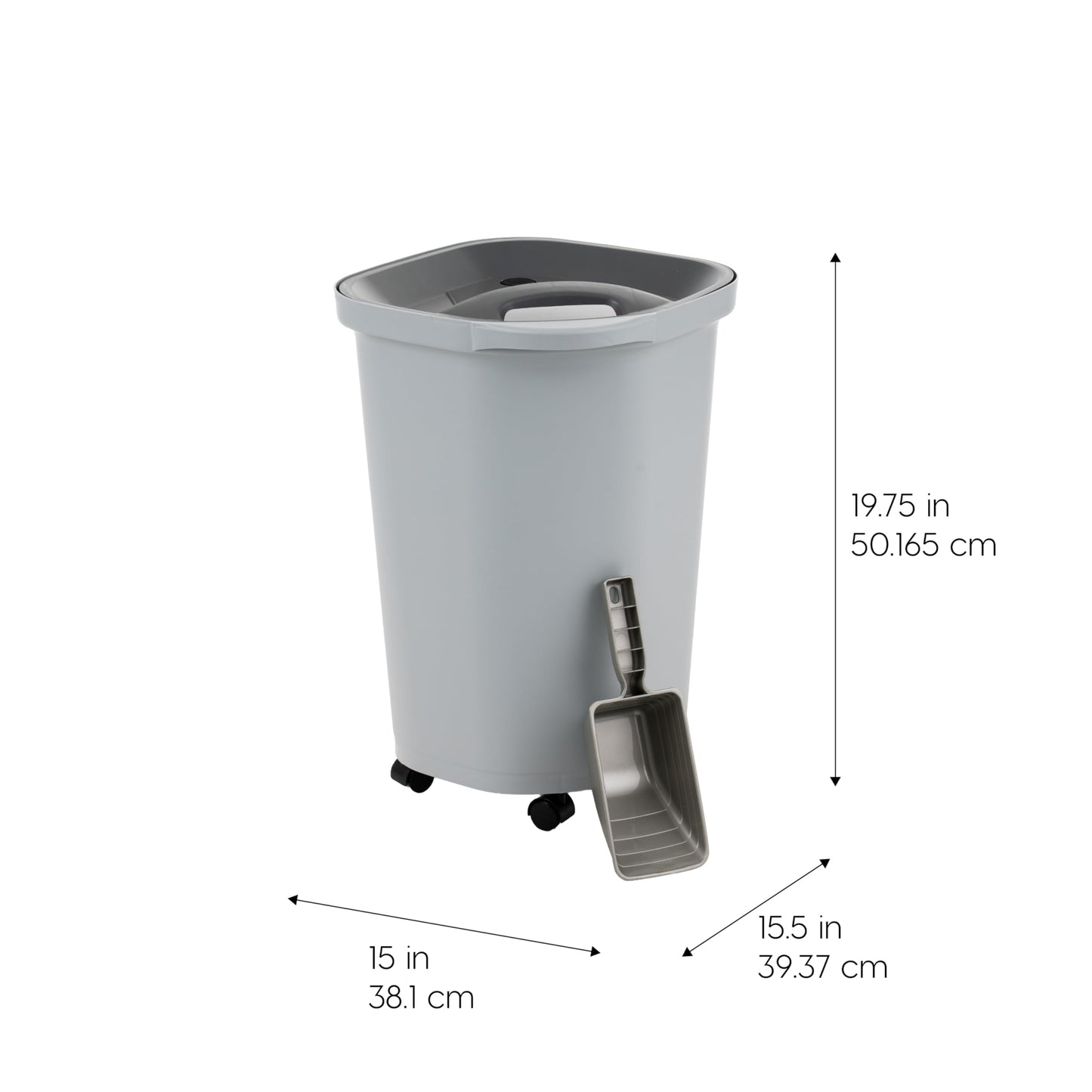 IRIS USA Pet Food Storage Container 25 lbs, Premium 60% Improved Airtight Seal with Air Valve, 2 Cup Scoop, Removable Wheels, Easy to Open - Made…