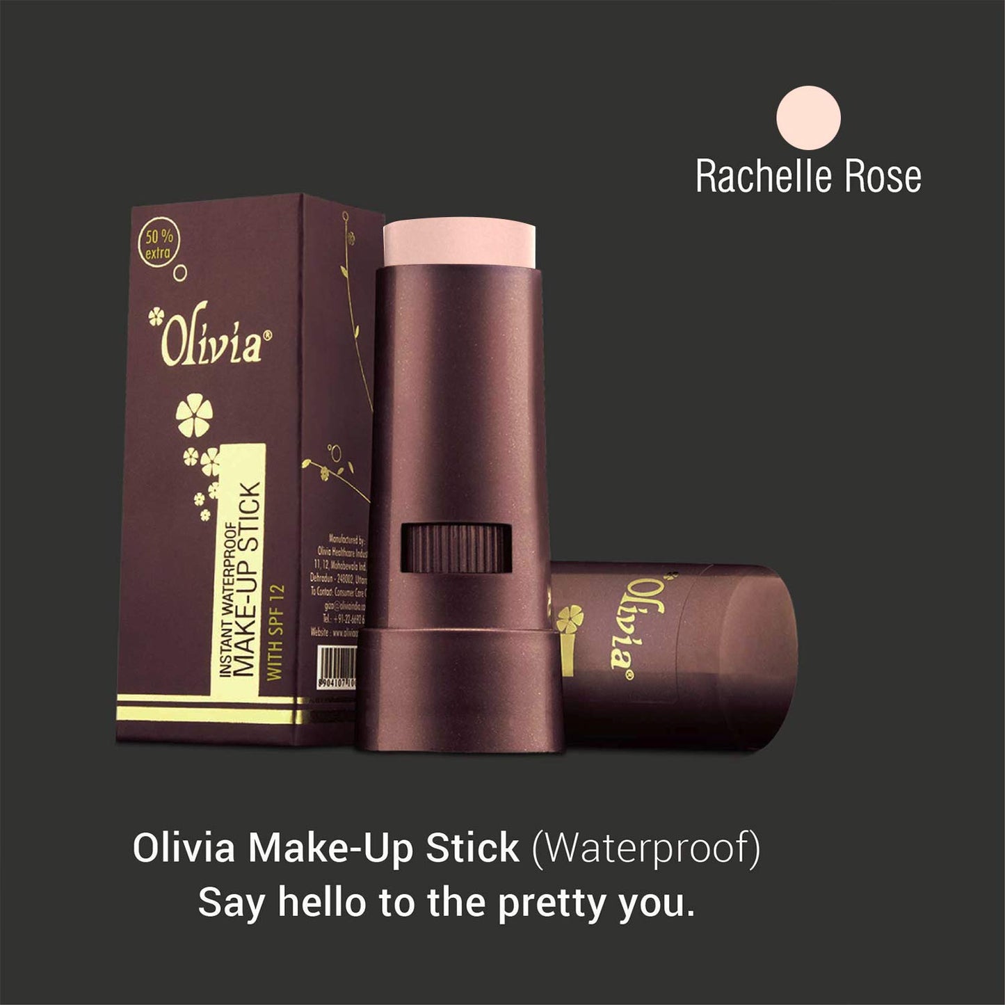 Olivia Instant Waterproof Makeup Stick Concealer Rachelle Rose 15g Shade No.2 (SPF 12)