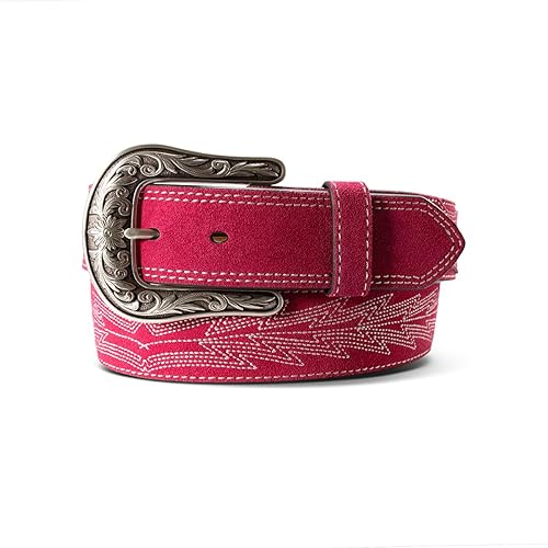 ARIAT Women's Casanova Embroidered Boot Stitch Belt, Pink, Large