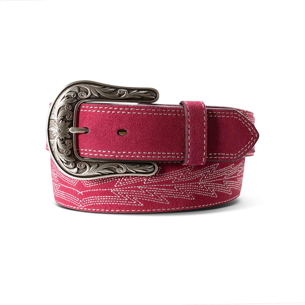 ARIAT Women's Casanova Embroidered Boot Stitch Belt, Pink, Large