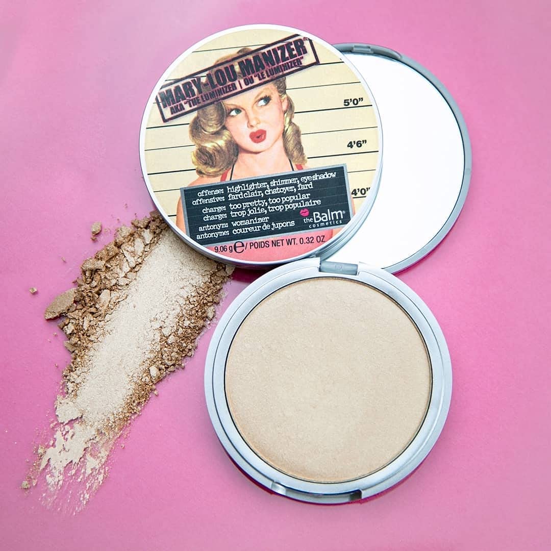 theBalm Mary-Lou Manizer Honey-Hued Luminizer, Highlighter, Shadow & Shimmer, Subtle Glow, 0.1 Ounce (Pack of 1) - Travel Size