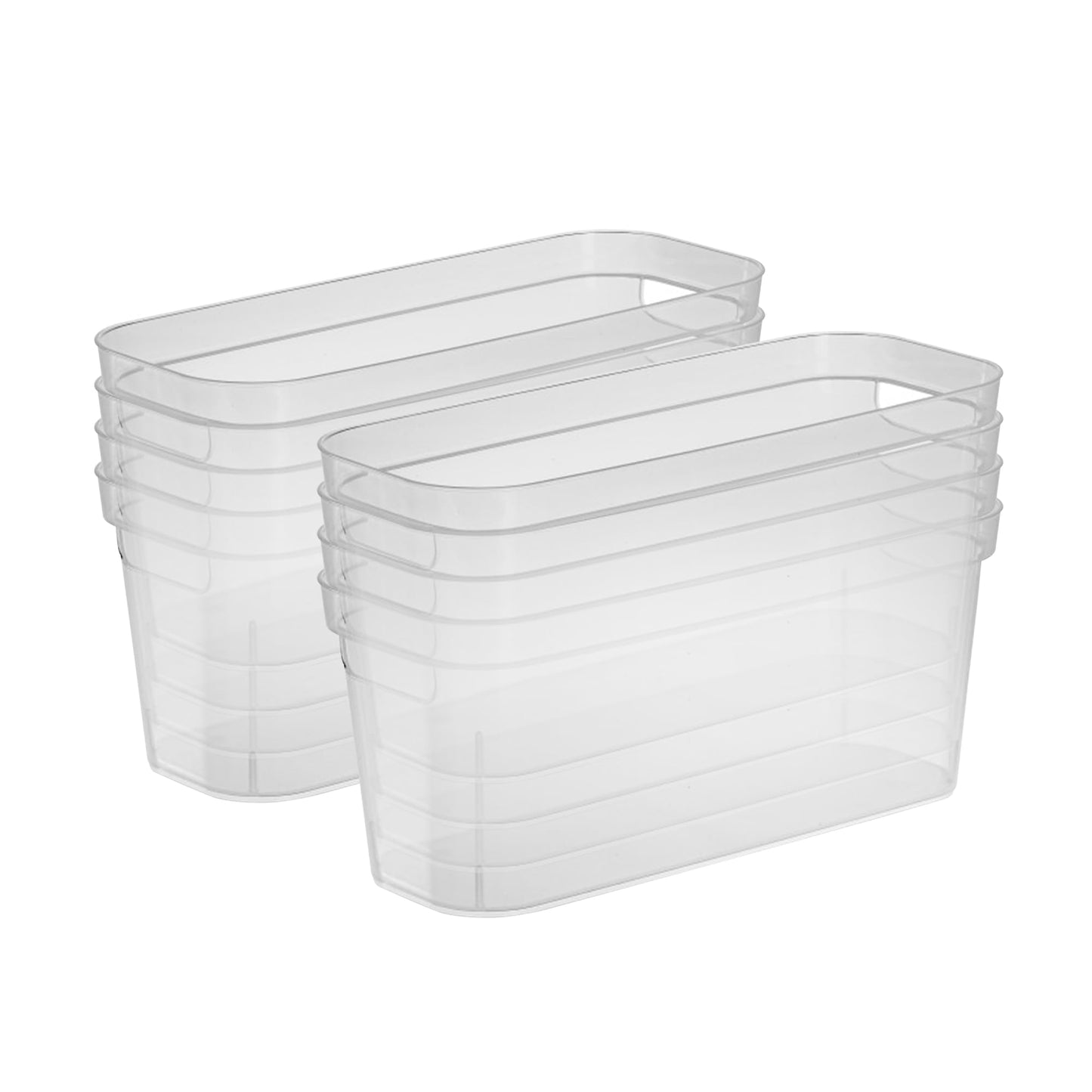Sterilite 6.25x6.25x15 Inch Narrow Modern Storage Bin with Comfortable Carry Through Handles and Banded Rim for Household Organization, Clear (8 Pack)
