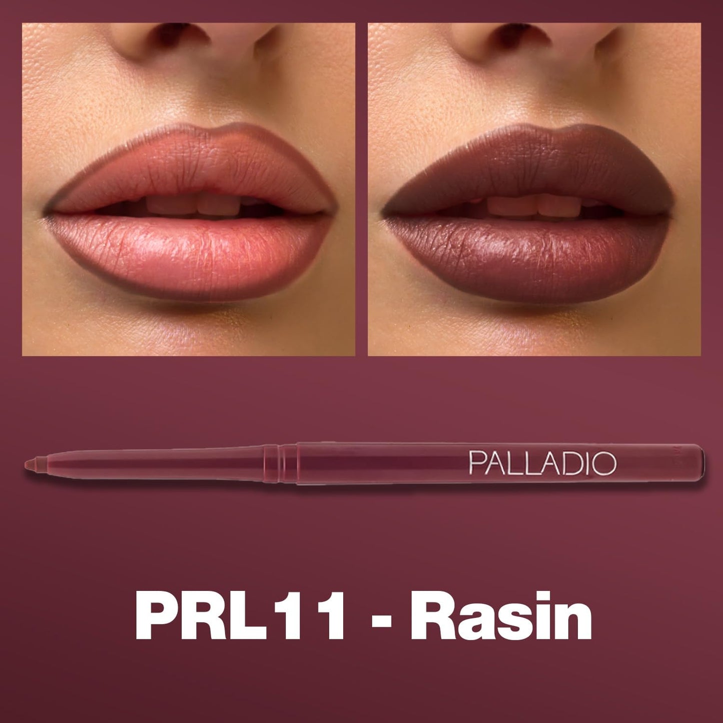 Palladio Retractable Waterproof Lip Liner High Pigmented and Creamy Color Slim Twist Up Smudge Proof Formula with Long Lasting All Day Wear No