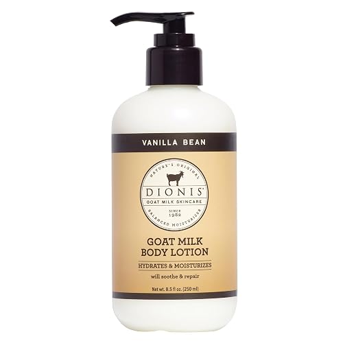 Dionis Goat Milk Lotion - Moisturizing Body Lotion for Dry Skin, Sensitive Skin Safe, Lightweight Non-Greasy Formula, Lotion Pump - Vanilla Bean 8.5