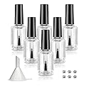 Agidea Empty Nail Polish Bottles with Brush Cap, 15ml Empty Glass Refillable Nail Polish Bottles with Mixing Agitator Balls & Funnels, Pack of 6
