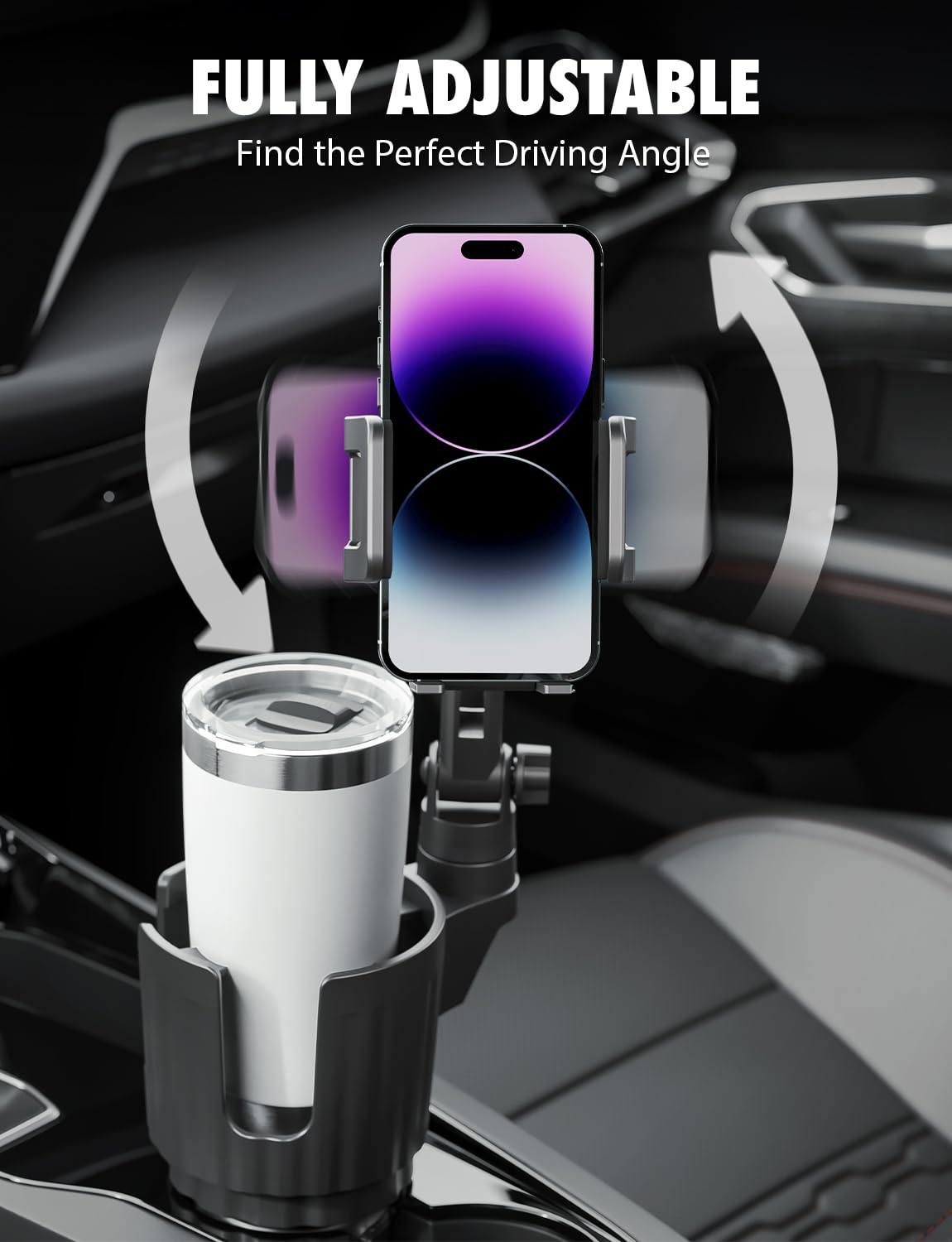 Bracketron Cup Holder Phone Mount for Car - TripGrip 2-in-1 Expandable Phone Holder with 360° Rotation & Ultra Stable Folding Support Legs, Fits…