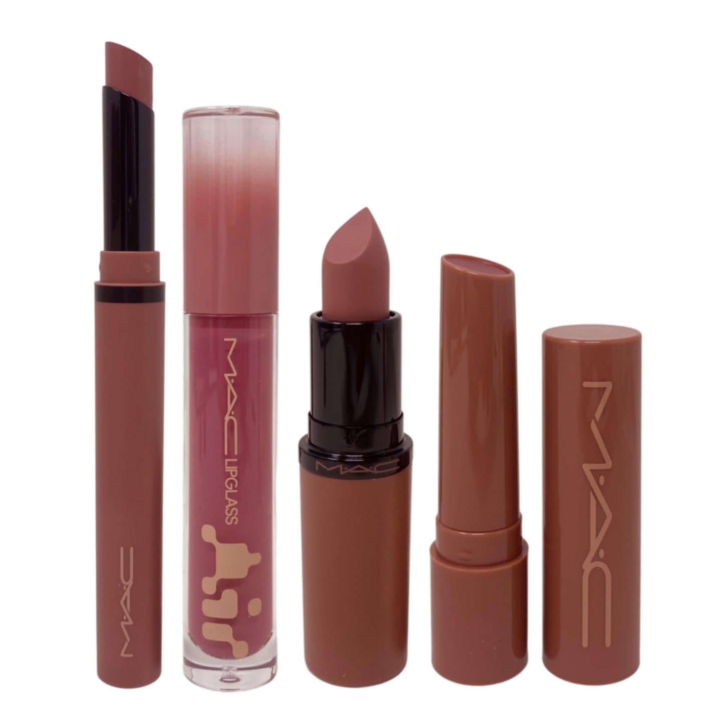 MAC M·A·C Cosmetics Holiday Exclusive Velvet Totally Teddy Lip 4-Piece Kit - Satin Lipstick, Plumping Gloss Stick, Slim Lipstick and Lip Gloss