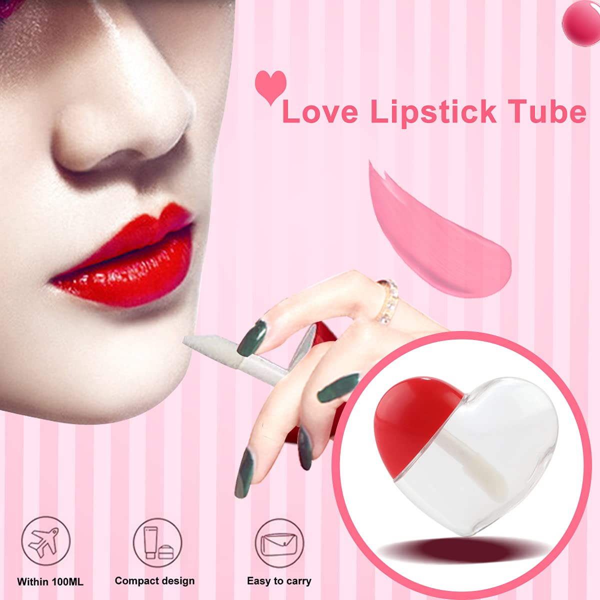 Ewanda store 20 Pcs 5ml Heart Shaped Empty Lip Gloss Tubes Containers Gloss Tubes Containers,Clear Mini Refillable Lip Oil Bottles for Women Girl DIY