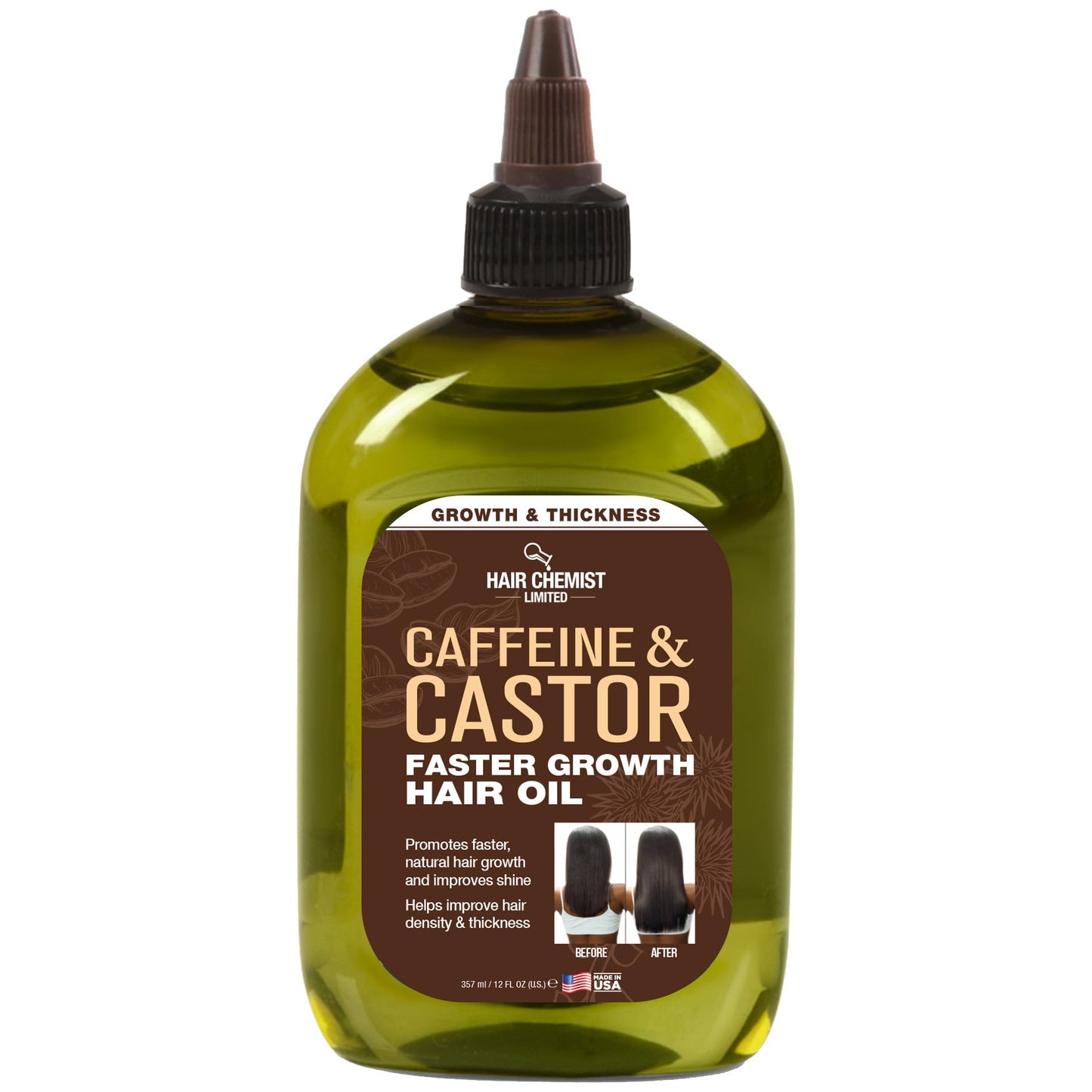 Hair Chemist, Oil, Large 12 oz - Caffeine and Castor Faster Growth Hair Oil for Unisex Adult