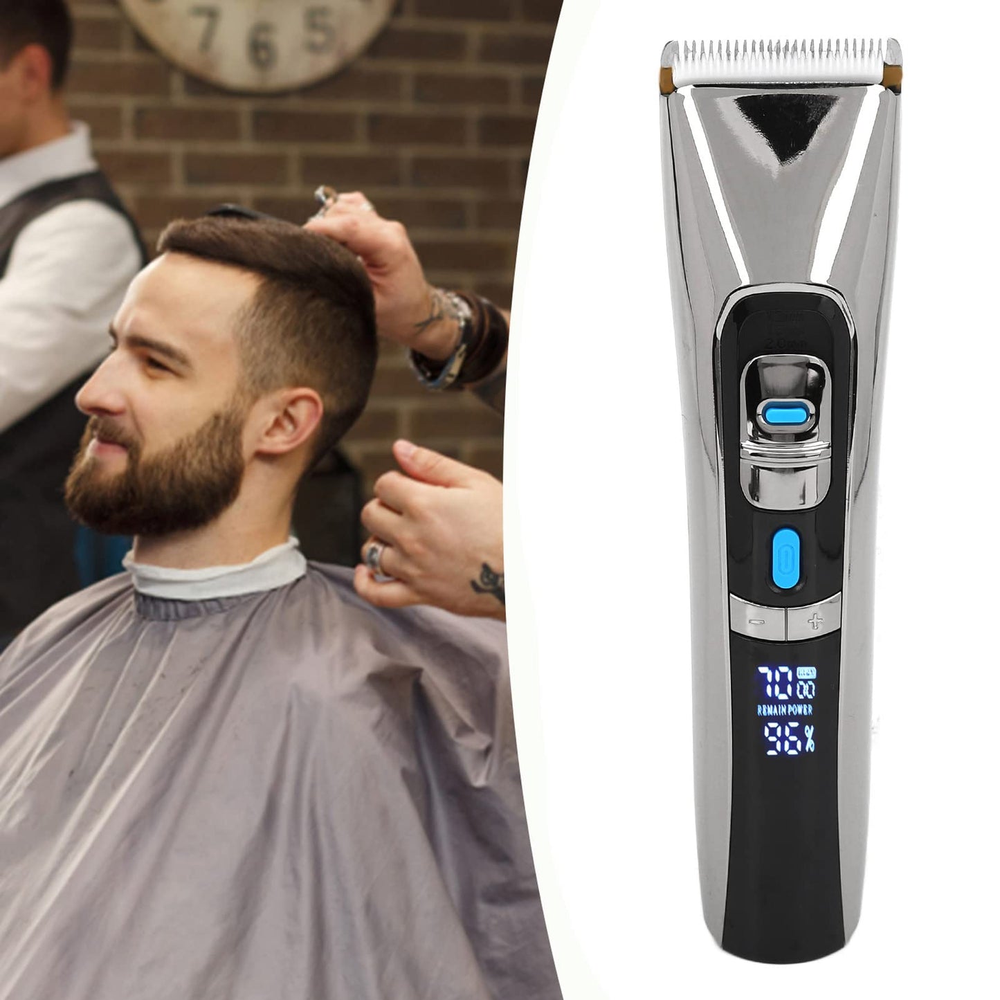 Pyhodi Electric Hair Clipper, Mens Stainless Steel Hair Clipper, USB Rechargeable Lithium Powered, Low Noise Beard Trimmer for Facial Hair Styling Beauty and Personal Care Pyhodi