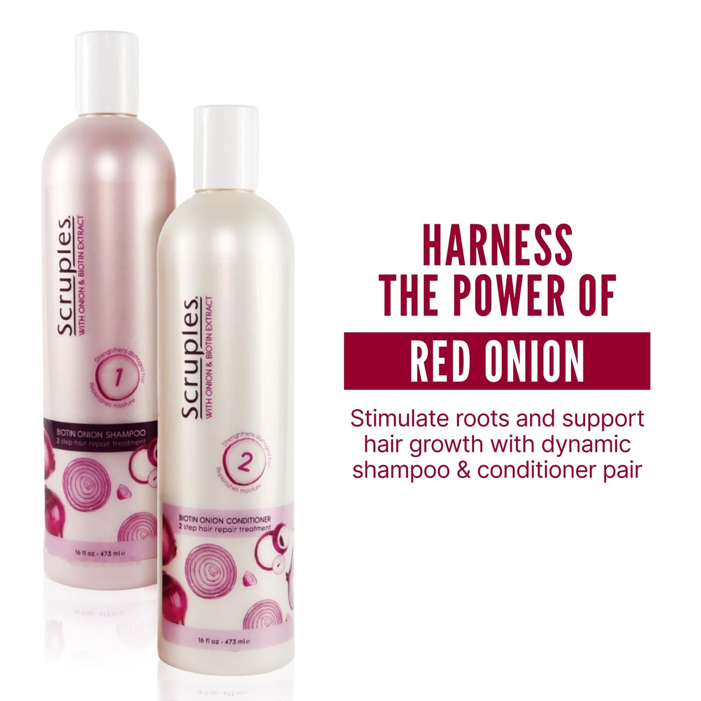 Scruples Biotin Onion Shampoo and Conditioner Bundle - Hair Growth Shampoo & Conditioner for Women to Strengthen & Hydrate - Made with Onion Extract