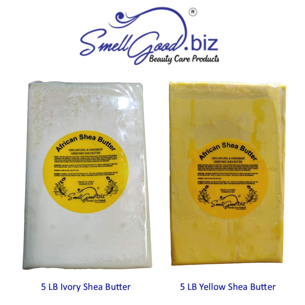 SmellGood Raw Unrefined Ivory Shea Butter TOP Grade From Ghana 5 lbs- SOFT