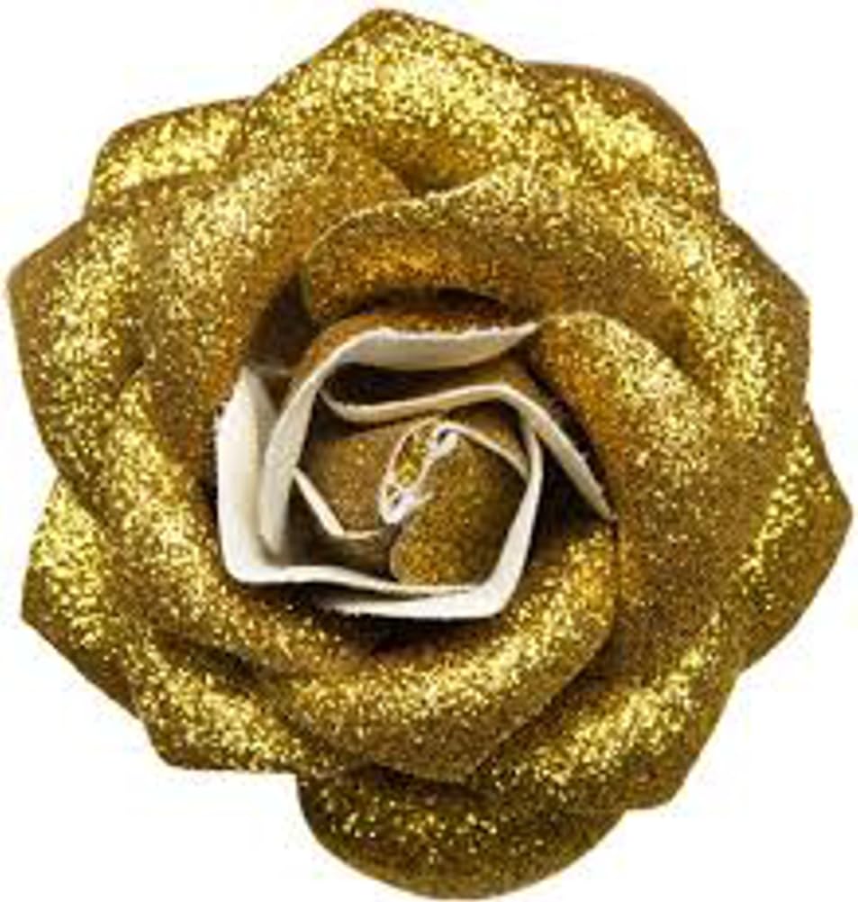 Gold Glitter Rose Hair Clip from Sourpuss Clothing