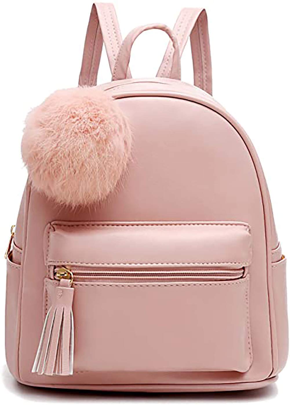 IHAYNER Mini Backpack Purse for Girls Teens Women Purses PU Leather Pom Backpack Shoulder Bag