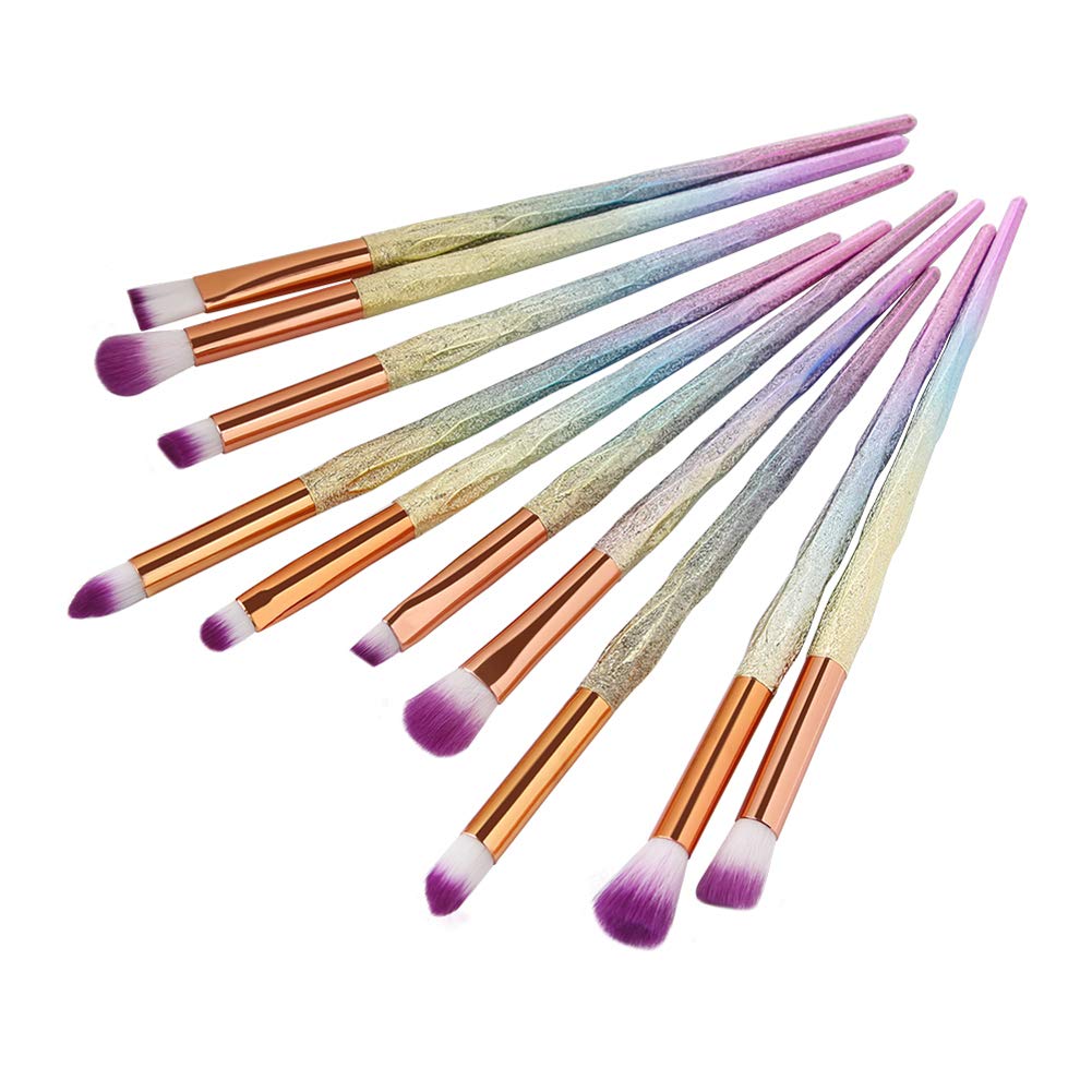 MIPPER 10pcs Diamond Handle Eye Makeup Brushes?Eyebrow Eye shadow Eyeliner Nasal shadow Cosmetics Brush Tool (mix color)