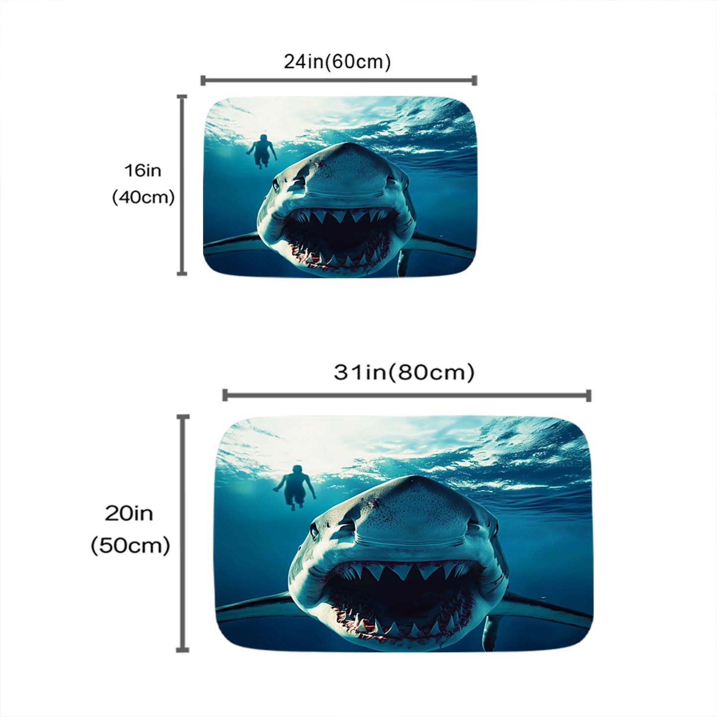Funny Shark Beach Underwater Nautical Bathroom Bathtubs Coral Velvet Bath Rugs Non Slip Ocean Sea Shower Mat Door Rug Decor Sets Flannel Absorbent…