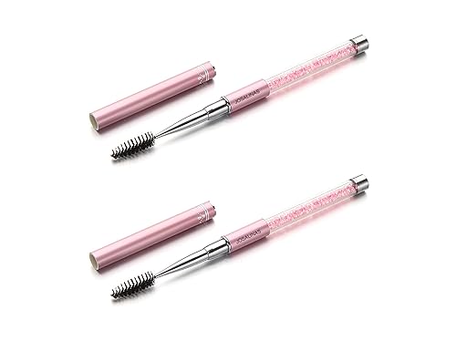 JOSALINAS 2PCS Mascara Brushes Eyebrow Eyelash Brushes Mascara Wands Applicators Eye Brushes Portable Cosmetic Brushes with Cap Spoolies Brushes