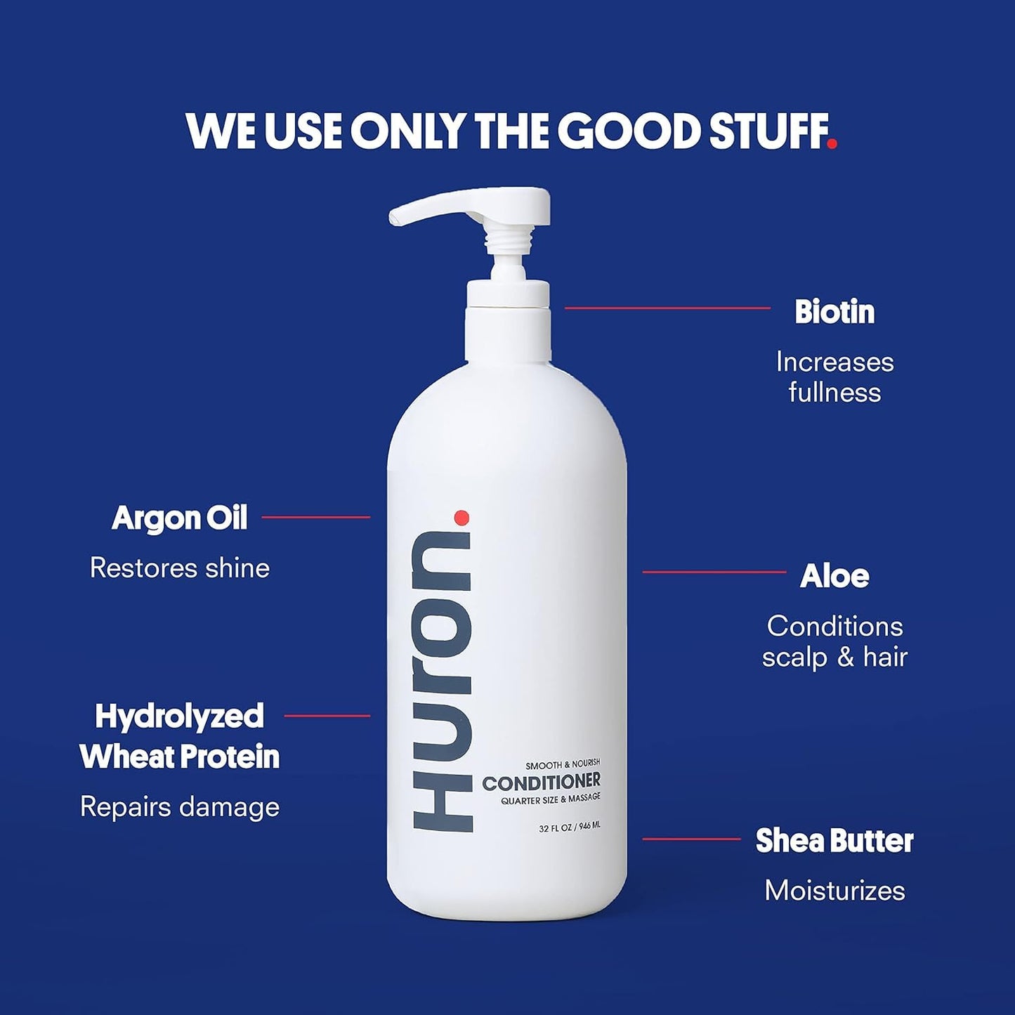 Huron Shower Kit for Men and Women - Shampoo, Conditioner & Body Wash with Sandalwood + Amber Scent, Hydrating, Phthalate-Free, non-toxic Ingredients