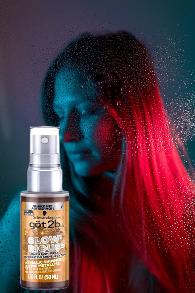 got2b GLOW'RIOUS Metallic Shimmer Hair Glitter & Body Glitter Duel Spray 1.69oz (Gold)