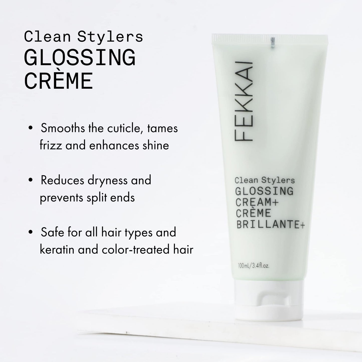FEKKAI Clean Stylers Glossing Cream - 3.4 oz - Provides Hydration, Smoothes Frizz & Boosts Shine - Free of Sulfates, Parabens, Phthalates - Vegan