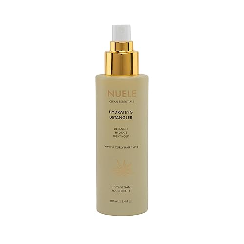 Nuele Clean Essentials Hydrating Detangler | Detangle, Hydrate, Light Hold | Wavy & Curly Hair Types | 100% Vegan Ingredients | 3.4 Fl Oz