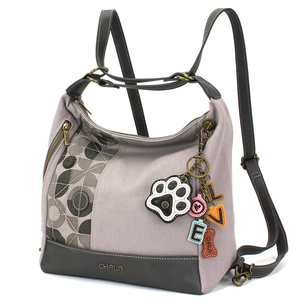 Retro Convertible Purse - Charms Paw+LOVE - Gray