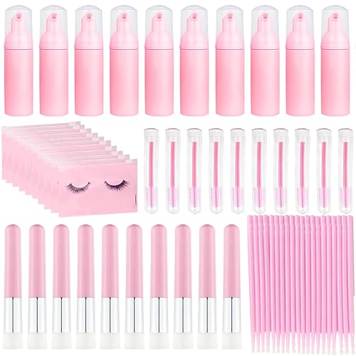 140 Pcs Eyelash Shampoo Bottle Brushs Set,10 Pcs Eyelash Shampoo Brush, 10 Pcs Eyelash Brush Tube,10 Pcs Eyelash Shampoos Bottle,10 Pcs Eyelash Care