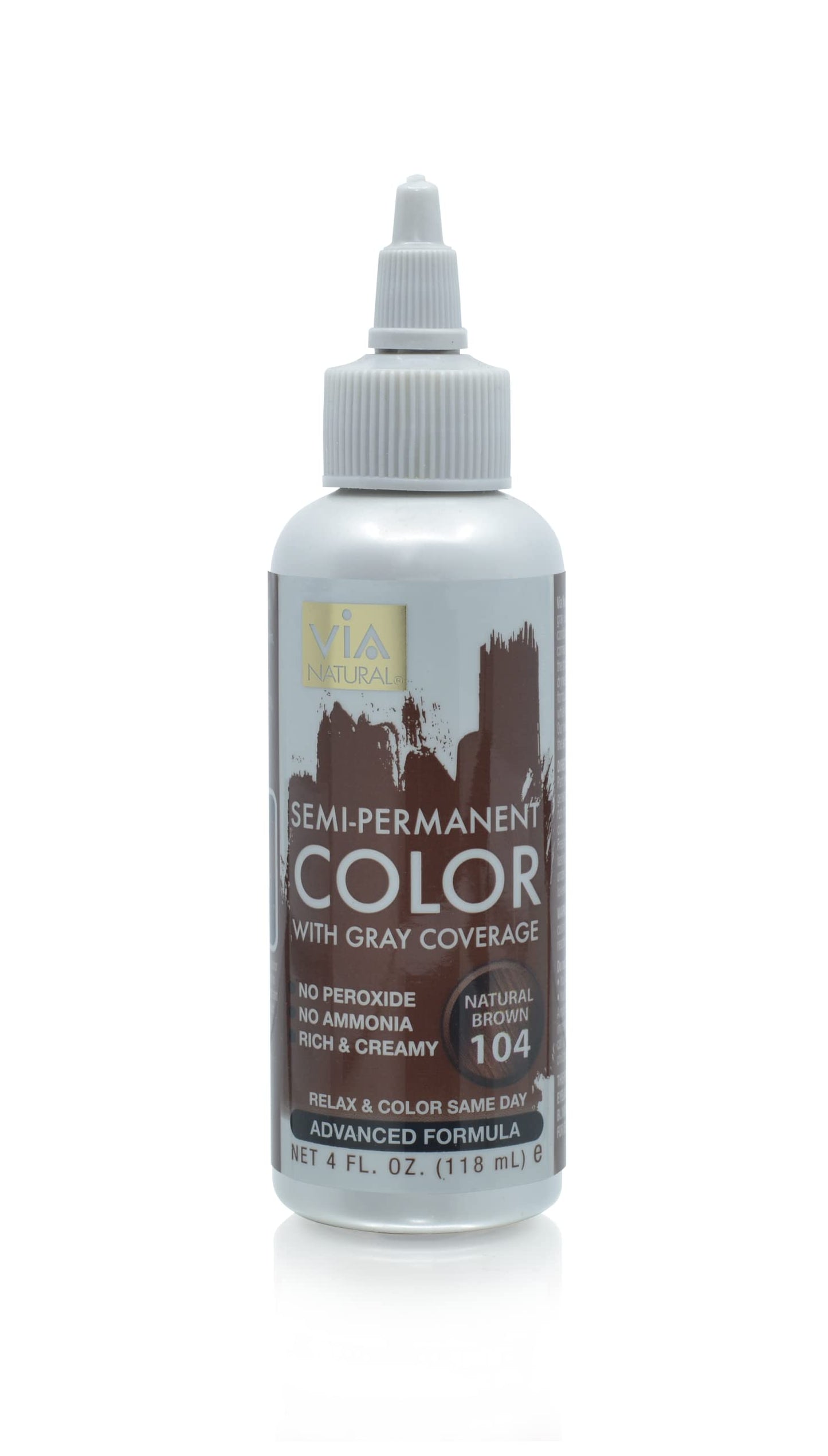 Via Natural Semi-Permanent Hair Color, 4oz - Natural Brown #104