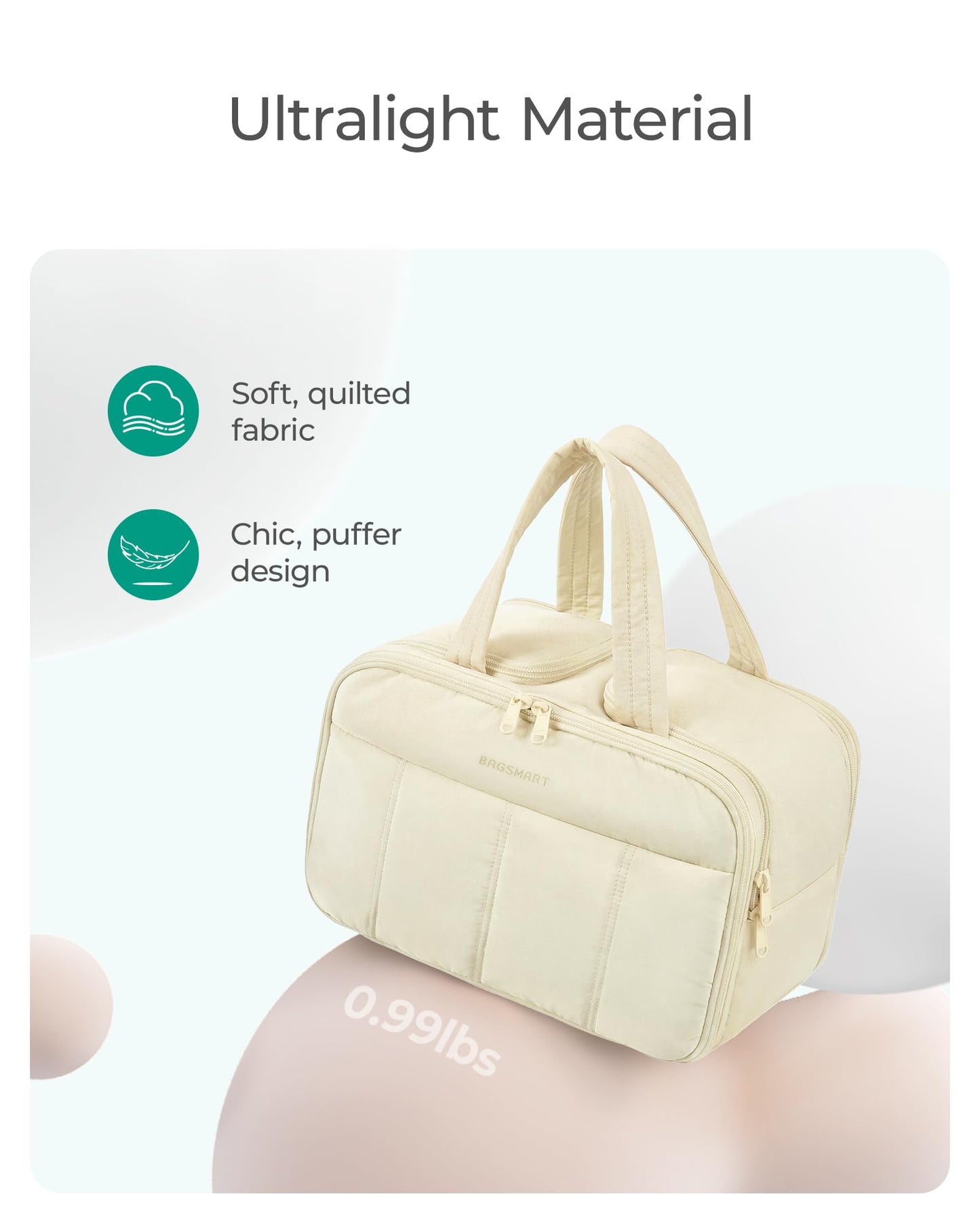 BAGSMART Travel Toiletry Bag, Puffy Large Toiletry Bag for Women, Lightweight Cosmetic Makeup Bag Organizer with Handle for Traveling, Accessories Beauty and Personal Care BAGSMART
