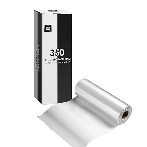 12"x 16"- 1.5 Gallon Plastic Produce Bags on a Roll- 350 Bags, Clear Grocery & Bread Bags, Food Contact Safe (Large)